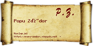Popu Zádor névjegykártya